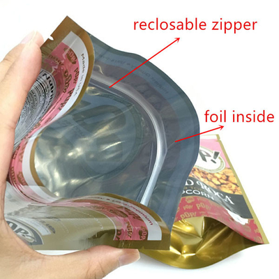 Levante-se o zíper que o  Resealable aquece o saco de empacotamento dos malotes de Doypack do armazenamento Sealable do alimento com janela clara