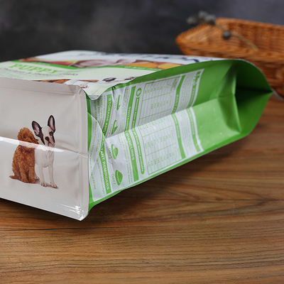 Sacos inferiores lisos do reforço do malote plástico do suporte do saco do empacotamento de alimentos para animais de estimação do cão BRC acima com zíper
