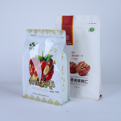 Grande saco inferior liso do produto comestível 500g de capacidade que empacota o suporte plástico acima do malote Resealable