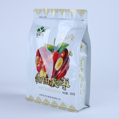 Grande saco inferior liso do produto comestível 500g de capacidade que empacota o suporte plástico acima do malote Resealable