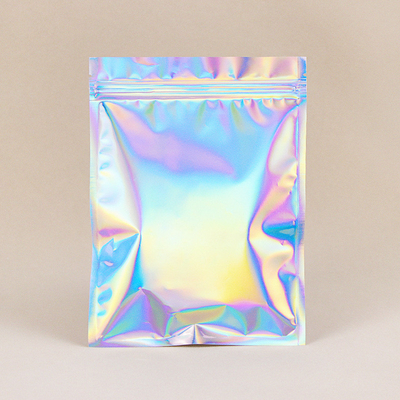 A folha reusável brilhante dos sacos Resealable plásticos pequenos da prova do cheiro ensaca a composição holográfica